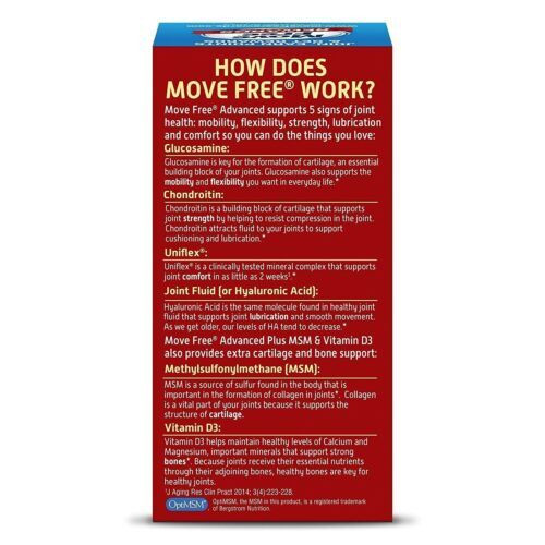 Schiff Move Free Joint Health Advanced Plus MSM & Vitamin D3 Coated Tablets 80Ct