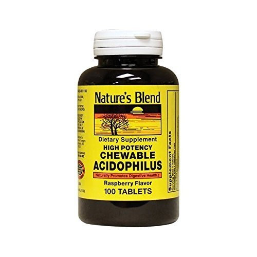 Nature's Blend Chewable Acidophilus Dietary Supplement Raspberry Tablets 100ct