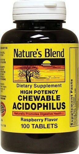 Nature's Blend Chewable Acidophilus Dietary Supplement Raspberry Tablets 100ct