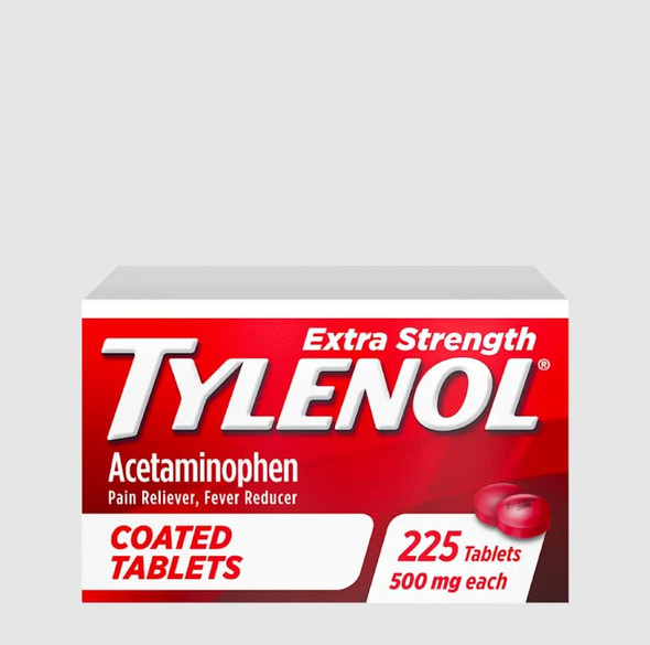 Tylenol Extra Strength Pain Reliever & Fever Reducer, Round Coated Tablets, 500 mg Acetaminophen Pain Relief Pills for Headache, Toothache & Minor Arthritis Pain, 225 ct