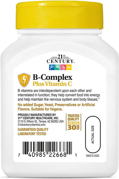 21st Century Healthcare, B Complex Plus Vitamin C, Tablets 100 Count (Pack of 1)