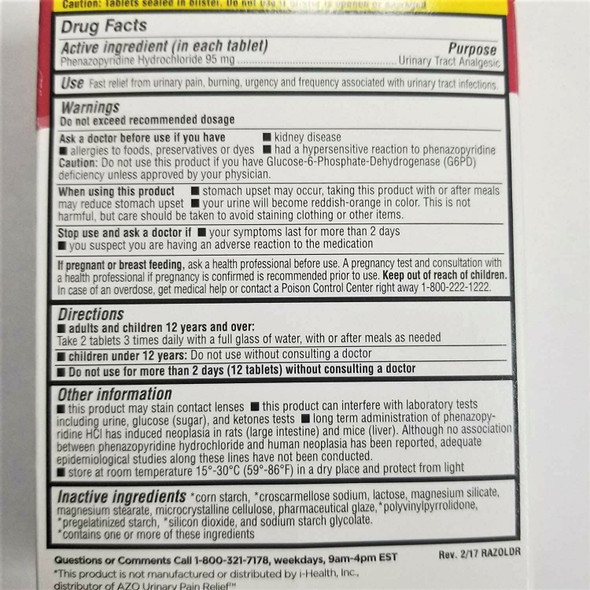Leader Urinary Pain Relief Maximum Strength, Urinary Tract Analgesic, Relieves Burning and Urgency, Phenazopyridine Hydrochloride 95 mg, for Adults, Both Men & Women, 30 Tablets