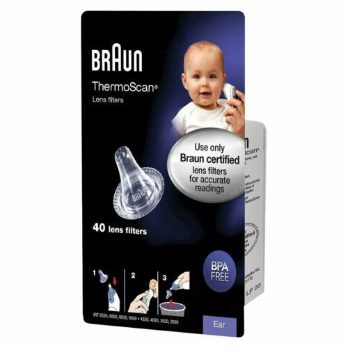 Braun ThermoScan Lens Filters For Ear Thermometer Disposable Clear Cover 40 Each