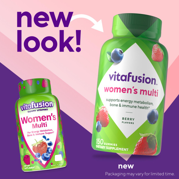 Vitafusion Womens Multivitamin Gummies, Berry Flavored Daily Vitamins for Women with Vitamins A, C, D, E, B-6 and B-12, 150 Count, 75 Day Supply, 150 Count