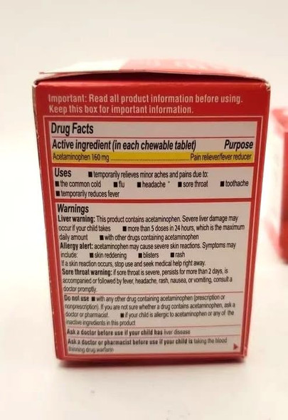 Children's Tylenol Chewables, Acetaminophen for Pain & Fever Relief, Bubble Gum, 24 ct