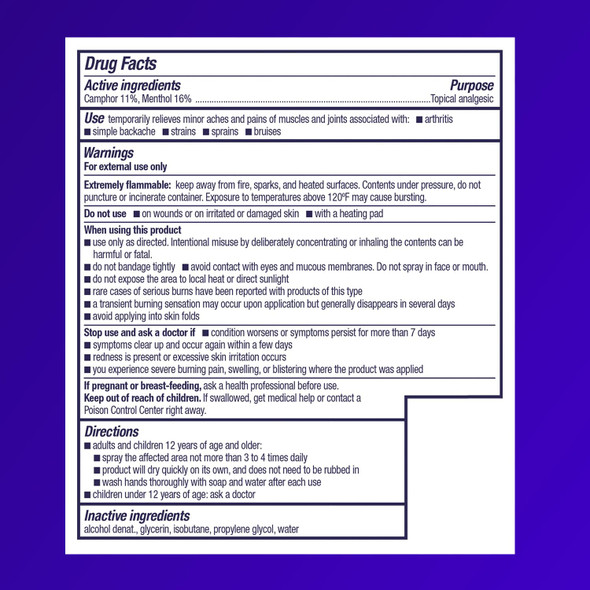 Icy Hot Advanced PRO Pain Relief Dry Spray, Fast-Acting and Quick-Drying Formula, Max Strength Pain Relief with Menthol 16% and Camphor 11% for Backaches, Joints, Muscle Strains and Arthritis, 4 oz