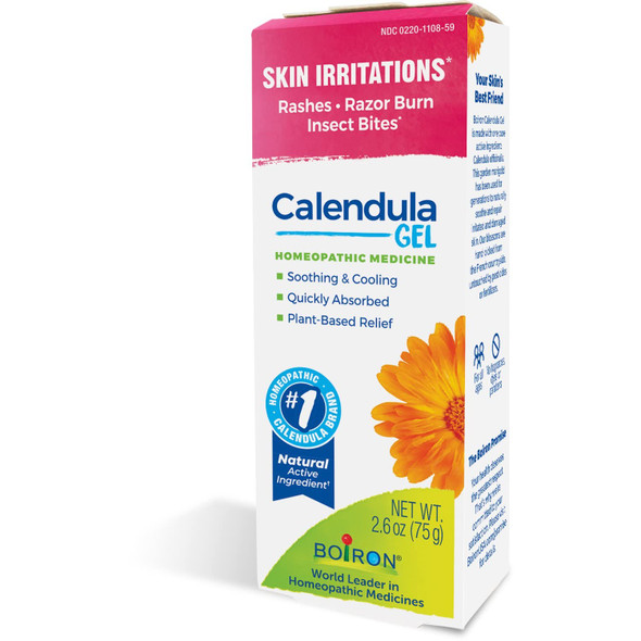 Boiron Calendula Gel Relief from Rashes, Skin Irritations, Razor Burn, or Insect Bites - Non-Greasy and Fragrance-Free - 2.6oz