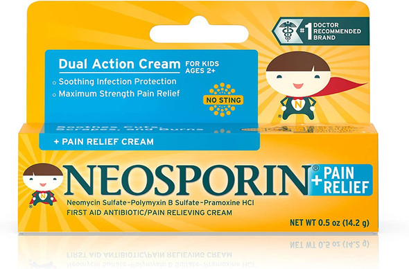 Neosporin, Antibiotic Cream Kids, Maximum Strength + Pain Relief, 0.5 oz