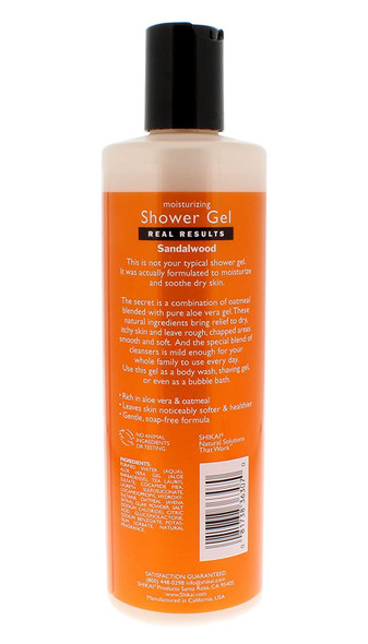ShiKai Daily Moisturizing Shower Gel (Sandalwood, 12oz) | With Hydrating Aloe Vera & Oatmeal | Scented Body Wash for Dry Skin Relief
