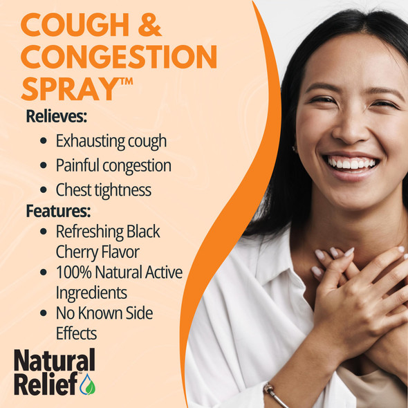Natural Relief Cough & Congestion Spray  Multi Symptom Cough and Congestion Relief Including Chest Tightness, Congestion, and Mucus