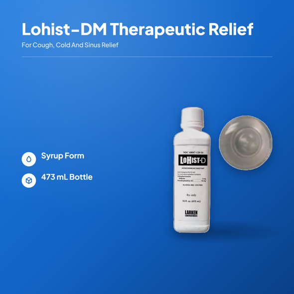 Lohist-DM Therapeutic Cough, Cold and Sinus Relief Syrup - 473 mL Bottle