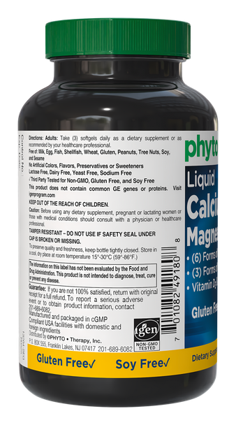 Phyto-Therapy Liquid Calcium with Magnesium - 1000 mg - 180 Softgels