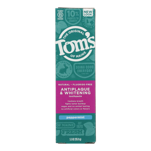 Tom's of Maine Antiplaque and Whitening Toothpaste Peppermint - 5.5 oz - Case of 6