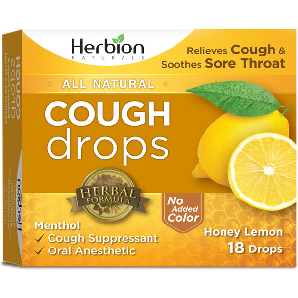 Herbion Naturals Cough Drops - All Natural - Honey Lemon - 18 Drops