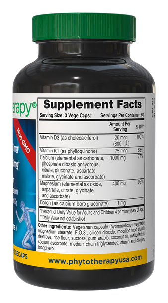 Phyto-Therapy Vegetarian Calcium with Magnesium - 180 Capsules
