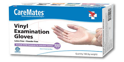 Vinyl Examination Gloves - Powder-Free - Latex Free - 100 count - CareMates