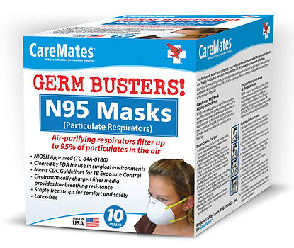 N95 Cone Niosh Mask Adult Size Germbusters - 10 Count - CareMates