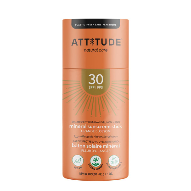 Attitude - Mineral Sunscreen Stick Orange Blossom - SPF 30  3 oz