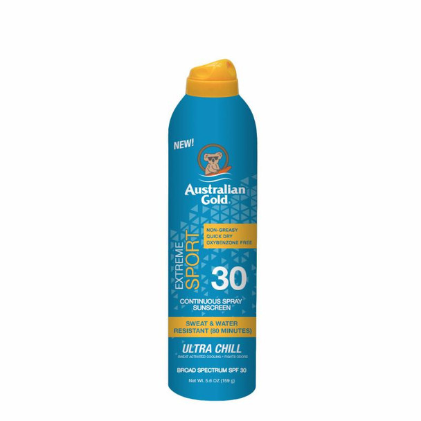 Australian Gold - Extreme Sport Sunscreen - Continuous Spray with Ultra Chilll - SPF 30 - 5.6 fl oz
