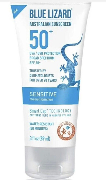 Blue Lizard - Mineral Sunscreen Tube Lotion - Sensitive - SPF 50 -  5 fl oz