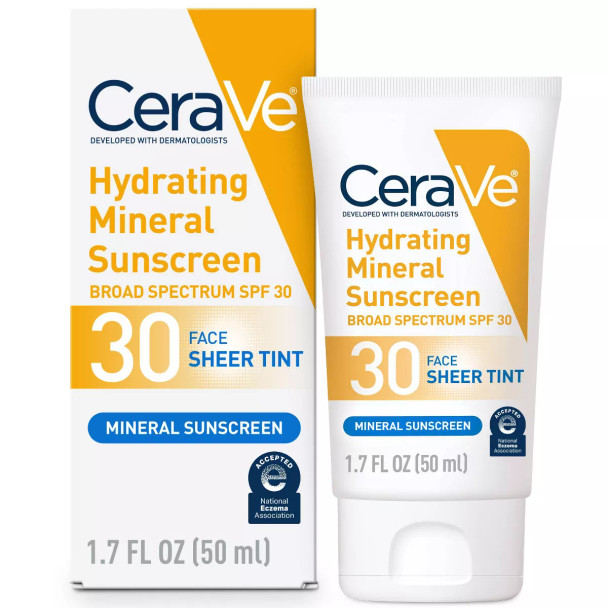 CeraVe - Hydrating Mineral Sheer Tint Face Sunscreen Lotion - SPF 30 - 1.7 fl. oz
