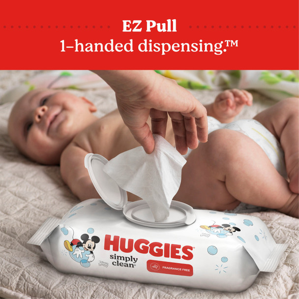 Huggies Simply Clean Unscented Baby Wipes, 6 Flip-Top Packs (384 Wipes Total)