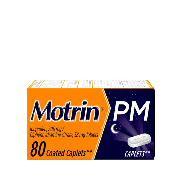 Motrin PM Caplets, Nighttime Pain Relief from Minor Aches and Pains, 80 count