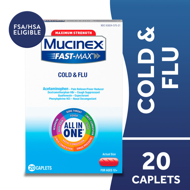 Mucinex Faxt-Max Severe Cold & Flu, Maximum Strength, 20 count
