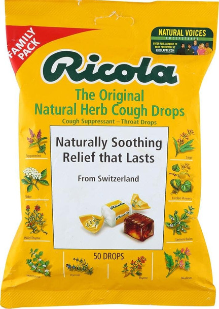 Ricola Natural Cough Drops Family Size, Orginal Herb Flavor, 50 count