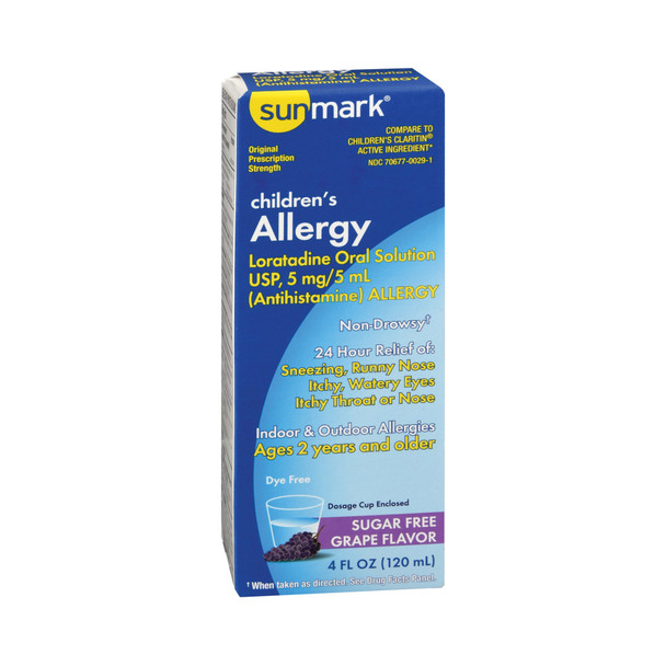 Sunmark Children's 24 hr Allergy Relief Syrup, Compare to Claritin, Grape Flavor, 4 Fl Oz