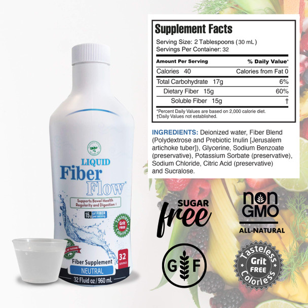 Liquid Fiber for Kids - Kids Fiber Supplement, Sugar-Free Prebiotic Inulin Fiber, Fiber Drink Mix, Natural Bowel Regularity Drink for Healthy Intestinal Balance, Nutritional Designs, 100 Packets