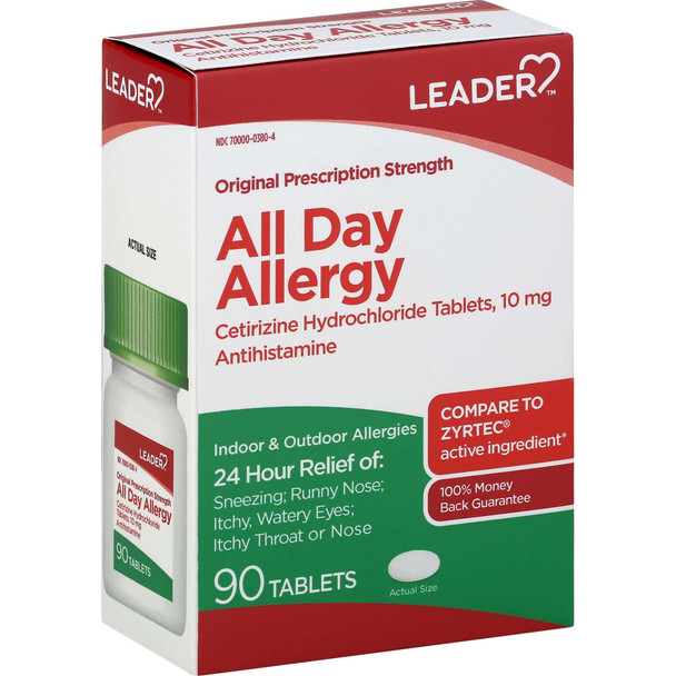 Leader Antihistamine 10mg All Day Allergy Tablets 90 Ct