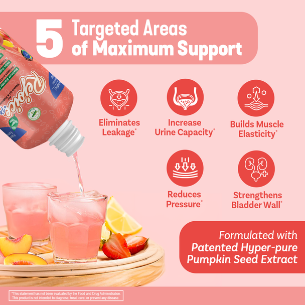 Rejoice+ Bladder Control Supplement, Natural & Sugar-Free, Aids Occasional Urgency & Frequency, for Adults, Men & Women, Peach Mango Flavor, 14 Servings, 28 fl oz