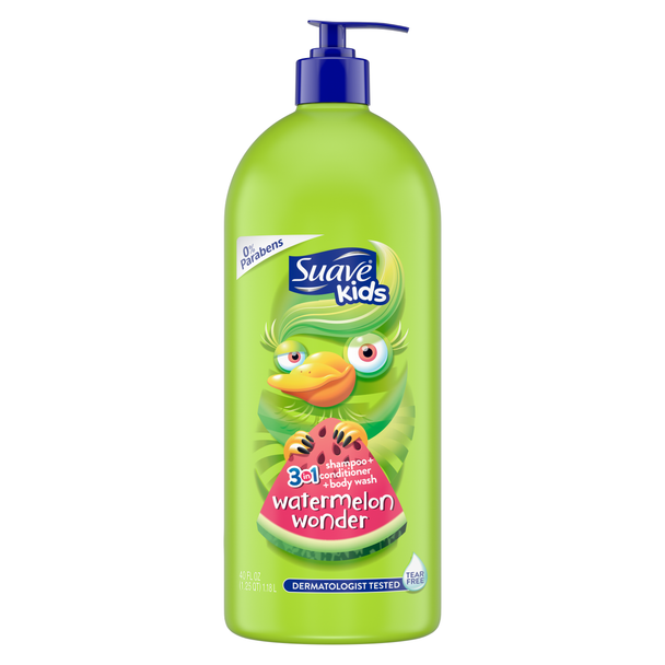 Suave Kids 3 in 1 Shampoo Conditioner Body Wash Watermelon Wonder,, 40 oz