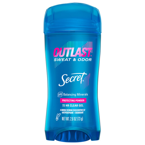 Secret - Outlast Antiperspirant Clear Gel Deodorant Protecting Powder, 2.6 Oz