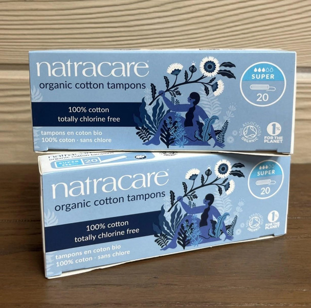 NATRACARE Non-Applicator 100% Organic Cotton Tampons, Regular, Totally Chlorine Free, Biodegradable and Compostable, 20 Count