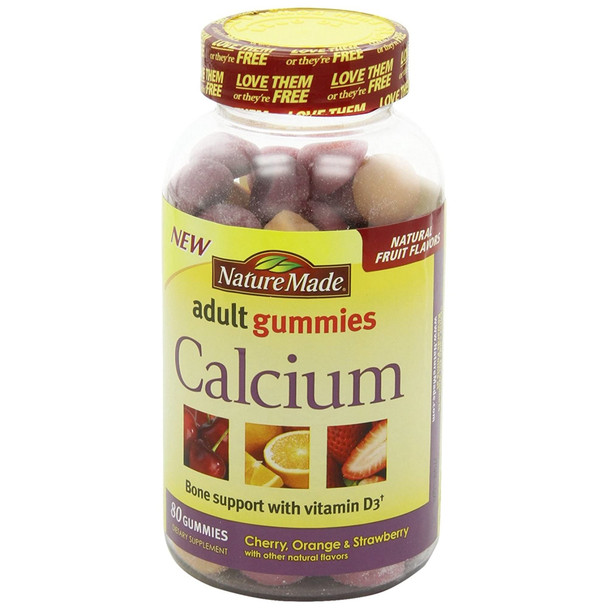 Nature Made Calcium Gummies 500 mg Per Serving with Vitamin D3, Dietary Supplement for Bone Support, 80 Gummies, 40 Day Supply
