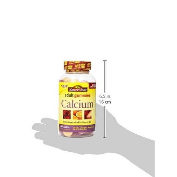 Nature Made Calcium Gummies 500 mg Per Serving with Vitamin D3, Dietary Supplement for Bone Support, 80 Gummies, 40 Day Supply