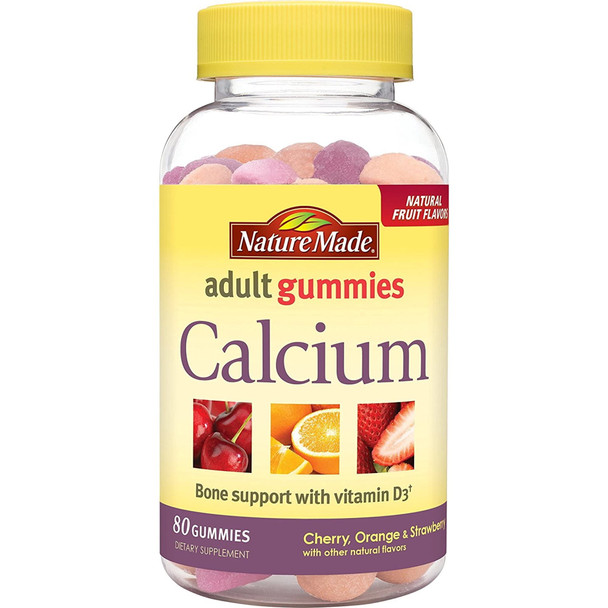 Nature Made Calcium Gummies 500 mg Per Serving with Vitamin D3, Dietary Supplement for Bone Support, 80 Gummies, 40 Day Supply