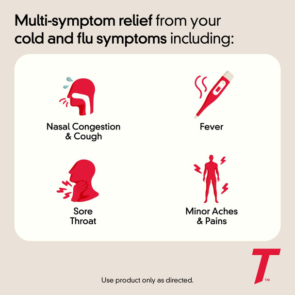 Tylenol Cold + Flu Severe Medicine Caplets for Cold, Flu, Fever, Cough & Congestion Relief, 24 ct
