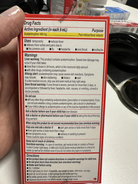 Tylenol Infants Pain and Fever Reliever, Oral Suspension, Grape Flavor, 1 Ounce (Pack of 1)