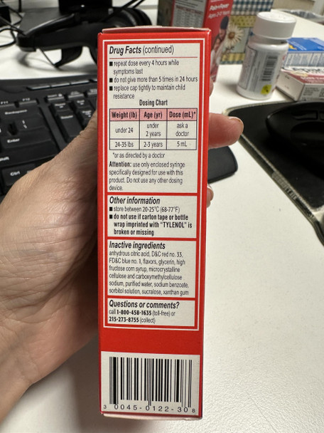 Tylenol Infants Pain and Fever Reliever, Oral Suspension, Grape Flavor, 1 Ounce (Pack of 1)