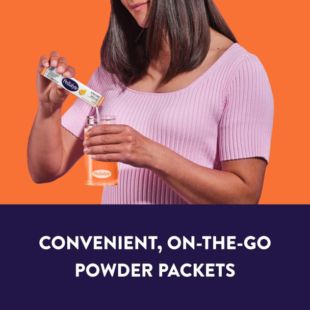 Pedialyte Electrolyte Powder, Hydration Drink for Kids & Adults, Orange, 8 Powder Packets