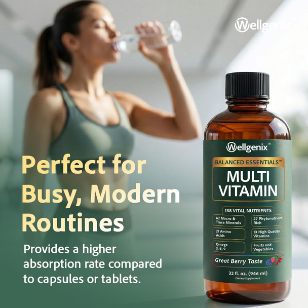 Wellgenix Balanced Essentials Liquid Nutritional Supplement, 32 Ounces - Very Berry