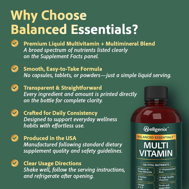 Wellgenix Balanced Essentials Liquid Nutritional Supplement, 32 Ounces - Very Berry
