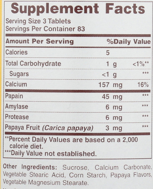 American Health Papaya Enzyme Plus, 250 CT