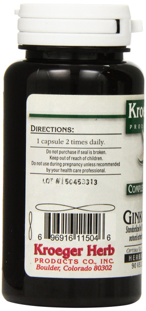 Kroeger Herb Ginkgo Biloba - 90 Vegetarian Capsules