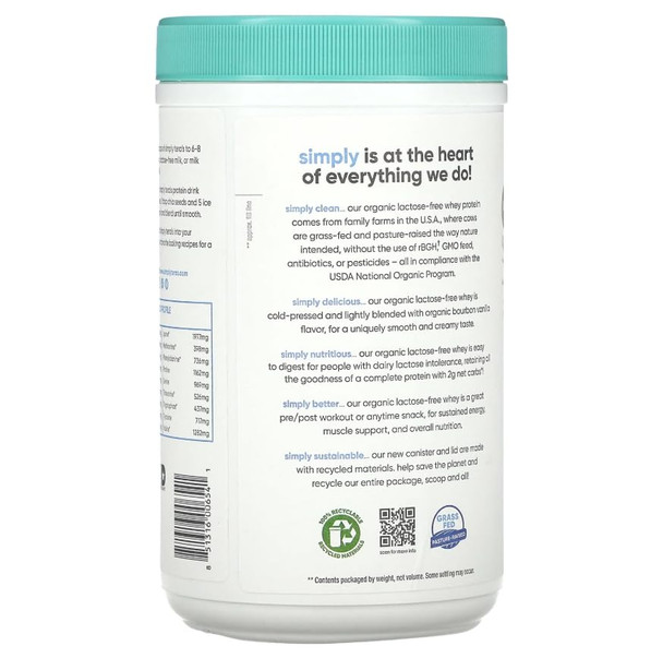 Simply tera's Organic Whey Protein Powder Bourbon Vanilla Flavor