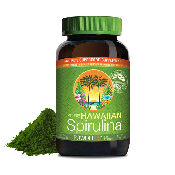 Nutrex Hawaii Pure Hawaiian Spirulina Powder - Vegan Superfood, Farm Grown in Kona, Non-GMO, Immune Support & Cellular Energy, 5 Oz