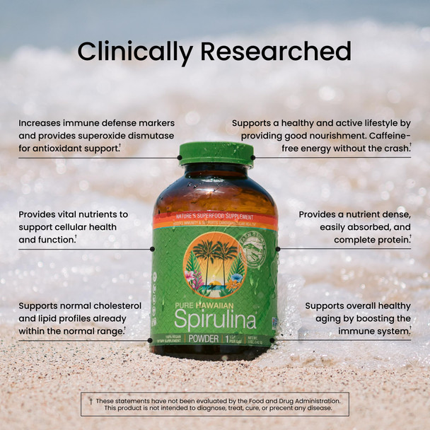 Nutrex Hawaii Pure Hawaiian Spirulina Powder - Vegan Superfood, Farm Grown in Kona, Non-GMO, Immune Support & Cellular Energy, 5 Oz